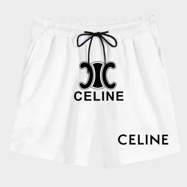 Celine White Logo Shorts