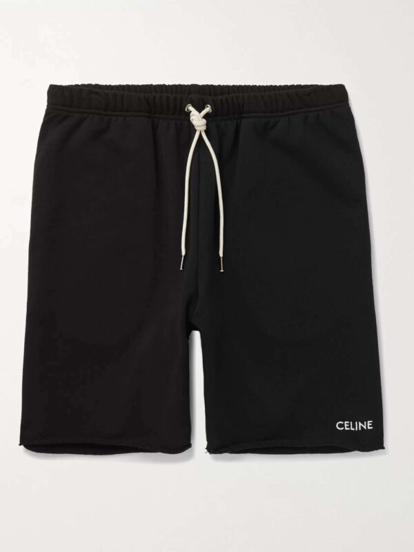 Celine Embroidered Cotton Black Shorts